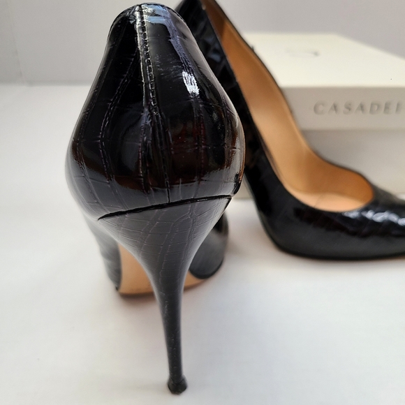 Casadei Patent Black Croc Heel - Picture 14 of 16